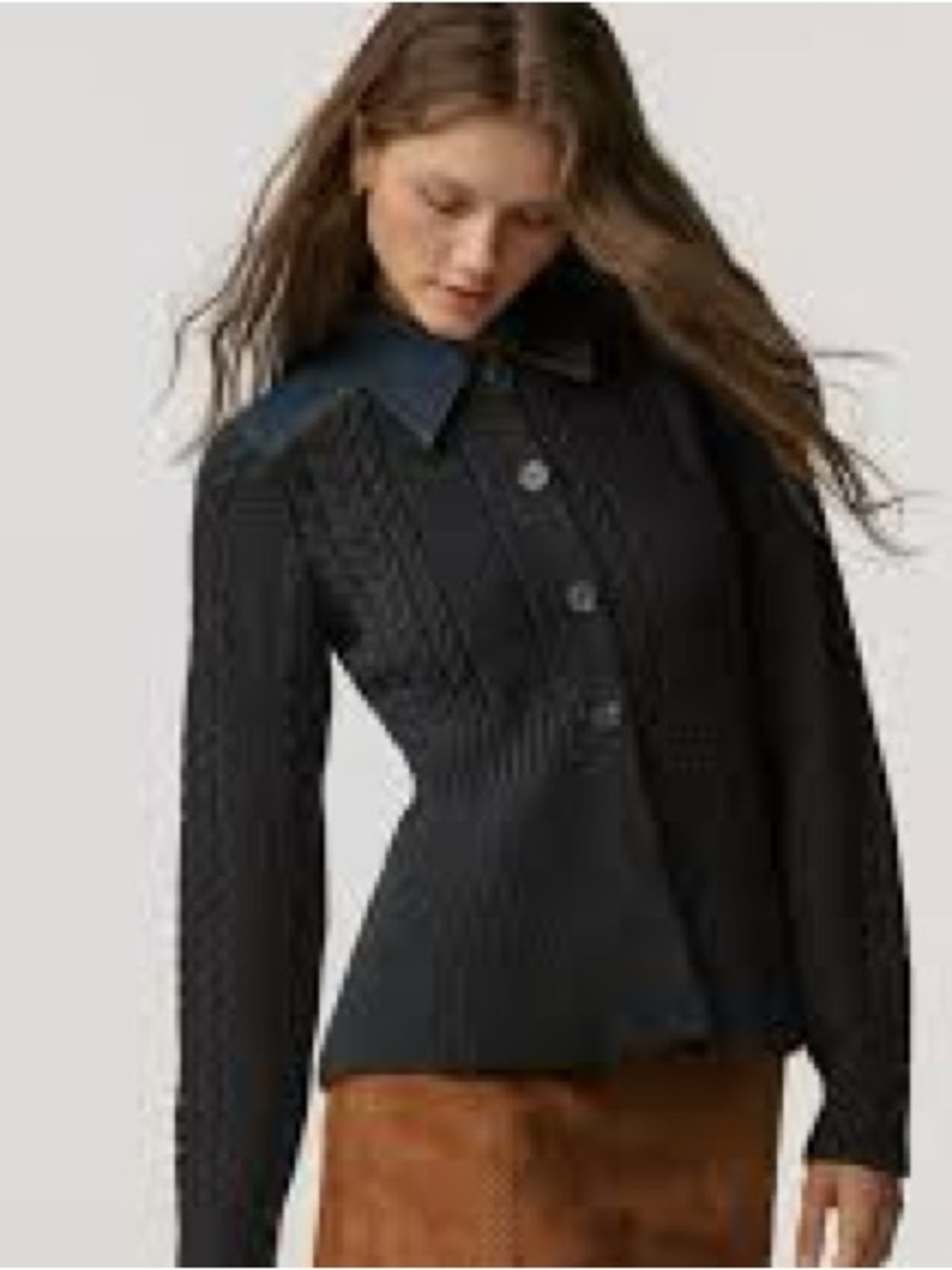 Pilcro NWOT Knit Cardigan with Denim Blue Collar - Picture 8 of 8